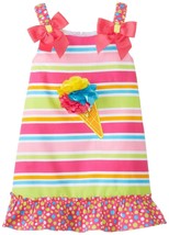 NWT Girls 6 Pink Aqua Green Striped Ice Cream Cotton Dress Summer Dress Sundress - $15.99