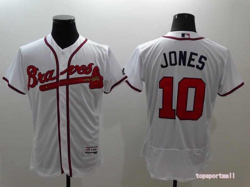 Atlanta Braves 10 Chipper Jones White Flexbase Baseball Jersey Fan