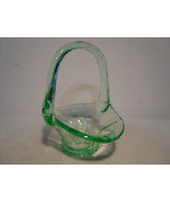 Vaseline glass small green brides basket - $15.00