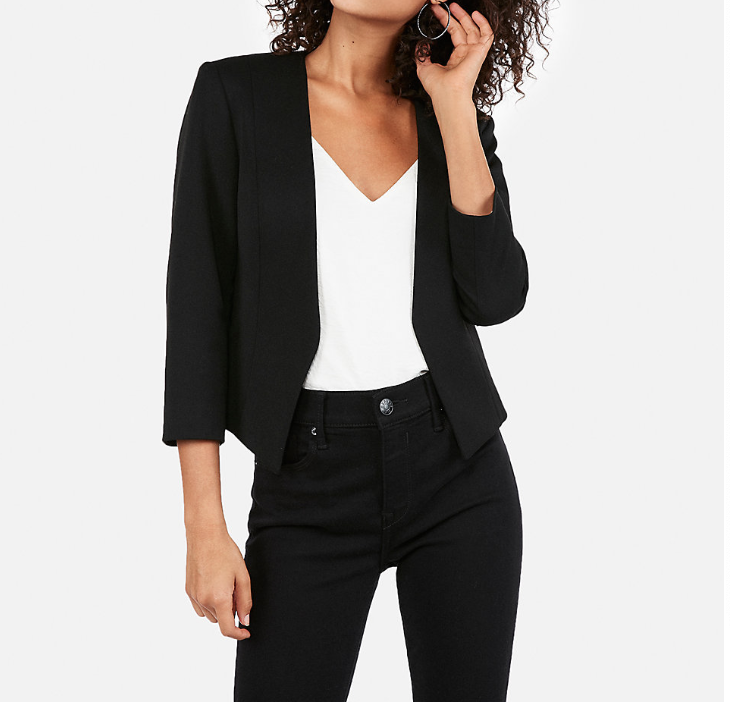 Express Cutaway Blazer Women Pitch Black 58 SIZE 2 Suits & Blazers