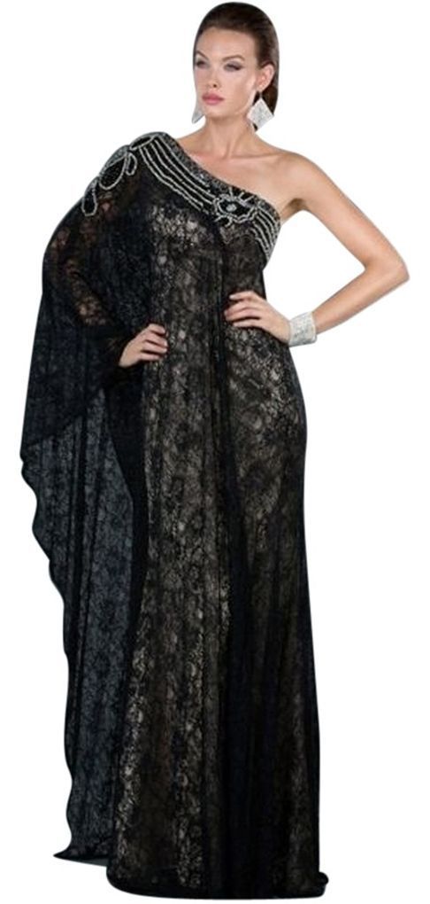 Primary image for Sexy One Shoulder Grecian MOB Prom Black or Ivory All Over Lace Lined Dress $498