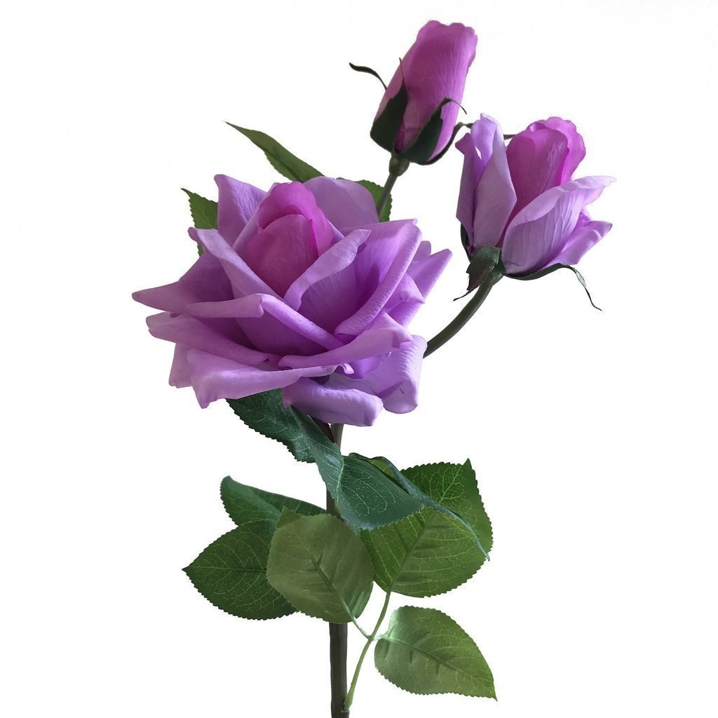 Vibrant Purple Diamond Rose Stem Real Touch Fake Flowers 34