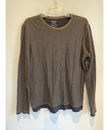 VINCE Mens MEDIUM Gray Brown Striped Pima Cotton T Shirt Double Layered - $29.70
