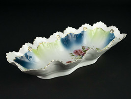 MZ Austria Celery Dish w Hand Painted Roses, Antique Star Oval Bowl 11&quot; ... - $24.75