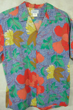 VINTAGE Surf Line Hawaii Blue Green Yellow Cotton Hawaiian Aloha Shirt L M - £61.70 GBP