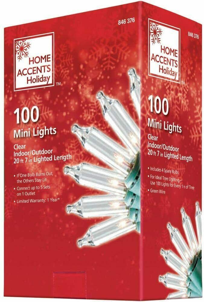 Holiday Home Accents Set of 100 Clear Mini Christmas Lights FREE