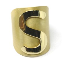 SOLID 925 STERLING SILVER BAND RING, BIG LETTER S, YELLOW SATIN FINISH, SIZABLE image 1