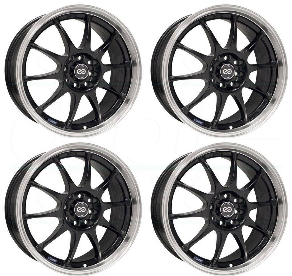 17x7 Enkei J10 4X100/108 42 Black Paint Wheels Rims Set(4) - Wheels