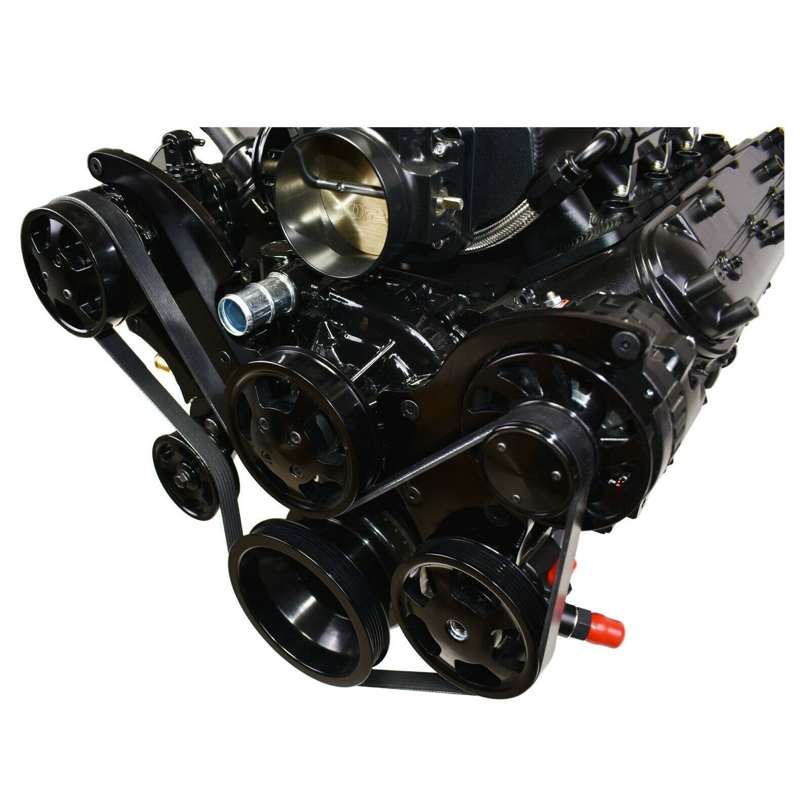 BLACK LS1 LS2 LS6 FRONT DRIVE SERPENTINE PULLEY KIT GM CHEVROLET CHEVY