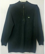 Lacoste Men&#39;s 1/4 Zip Pullover Sweater Size Medium (5) Black Stand Up Co... - $33.94
