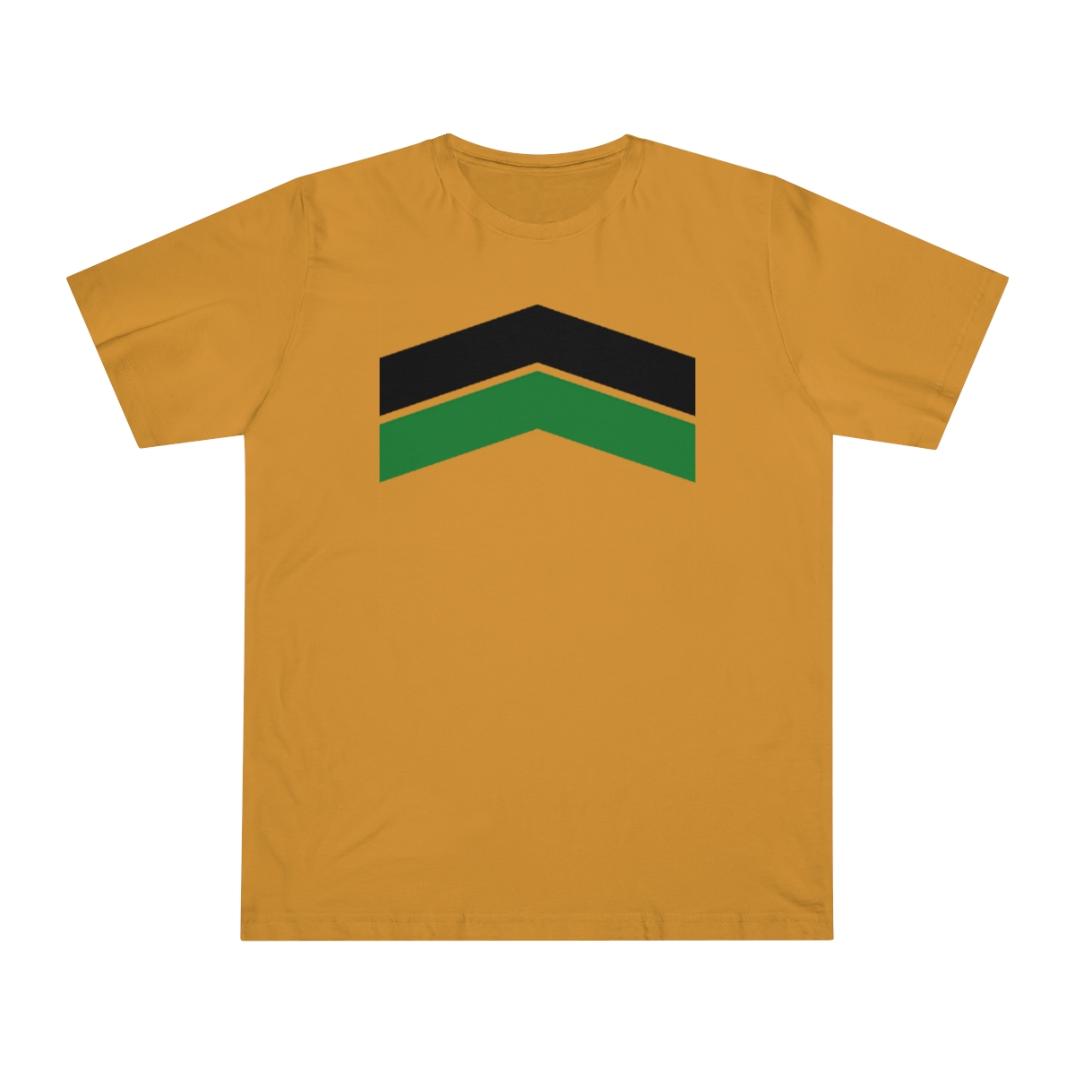 Unisex Mustard Yellow TShirt Design Print With Black & Green Chevrons