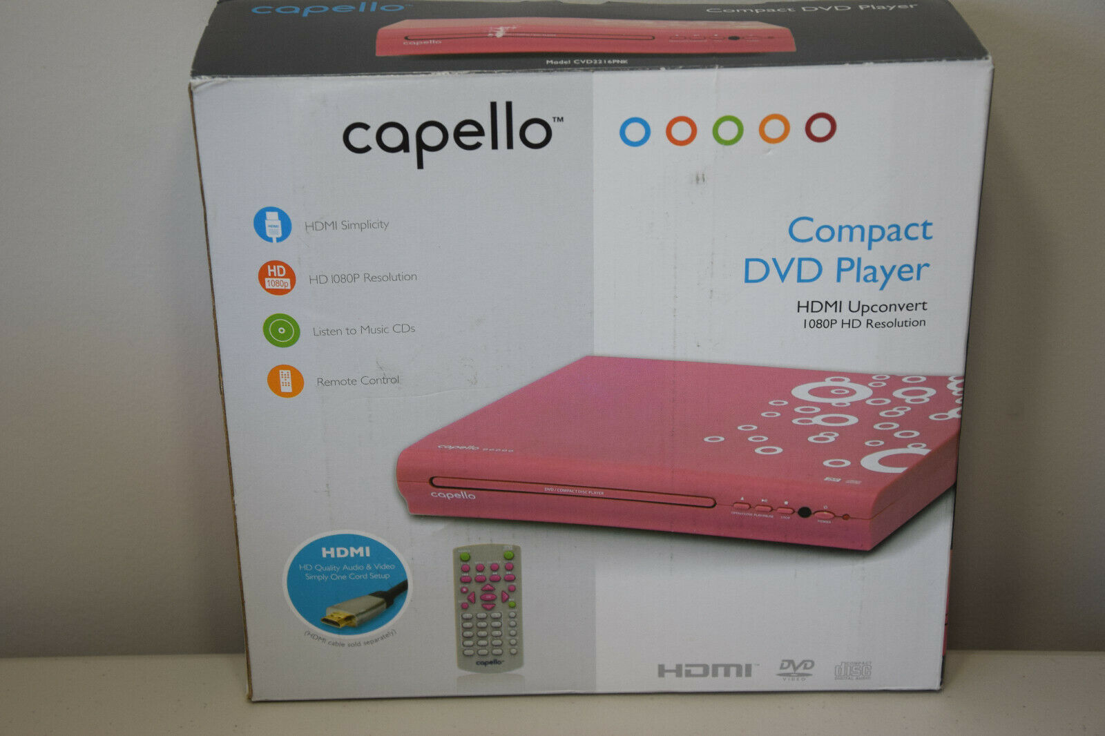 Capello 2 Channel HDMI Upconverting 1080P HD Compact Disc DVD Player