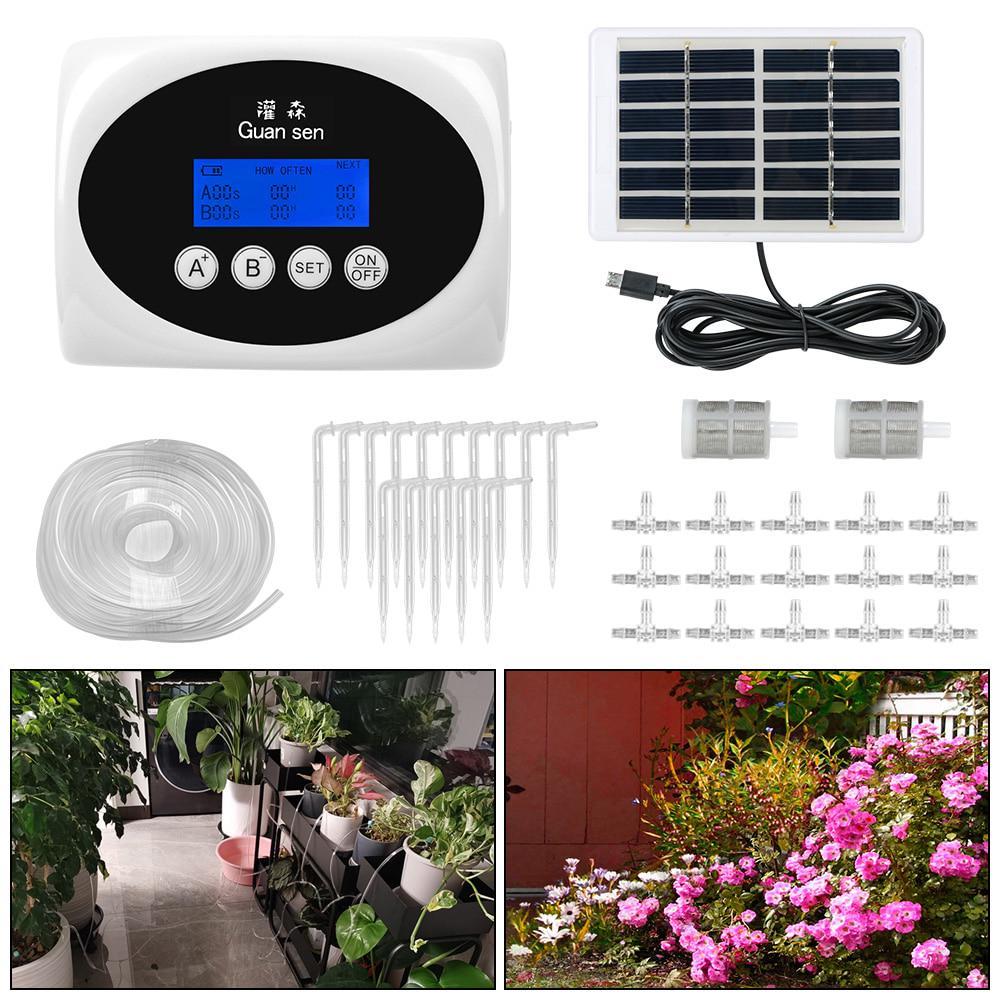 Solar Drip System Timer Double Pump Garden Drip Irrigation Watering Timers & Controllers