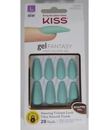 Kiss Gel Fantasy Glue On Full Cover Long Length Matte Mint Green Nails 7... - $10.99