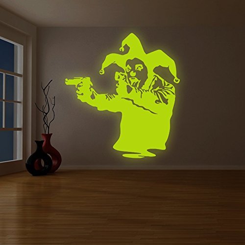Primary image for ( 79" x 87" ) Banksy Glowing Vinyl Wall Decal Joker Clown with Pistols / Glow in