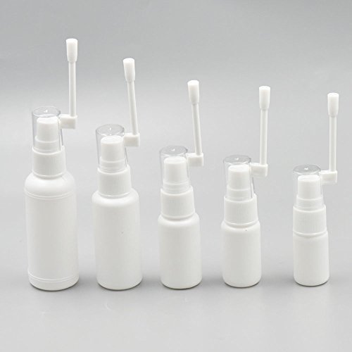 Bluemoona 20 Pcs - Empty Oral Spray Bottles Pump Sprayer 10ml Plastic Cap White