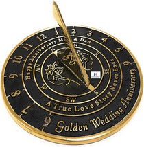 50th Golden Wedding for Mom and Dad. Solid Metal Anniversary Sundial Gift Idea i