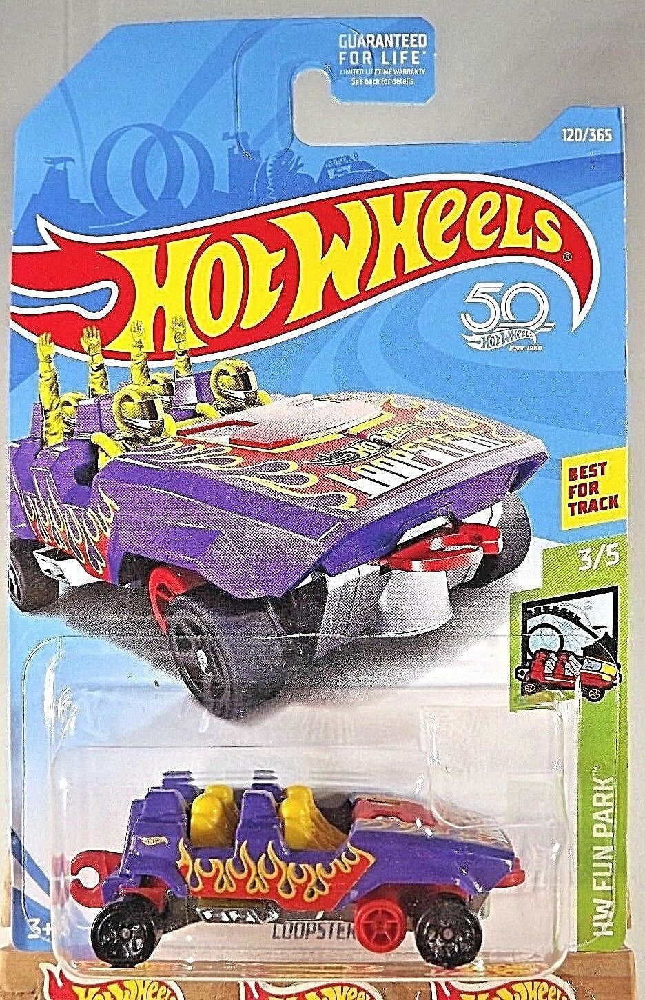 2018 Hot Wheels 120 Hw Fun Park 35 Loopster Purple Whands Down Wblack 5spoke Contemporary 