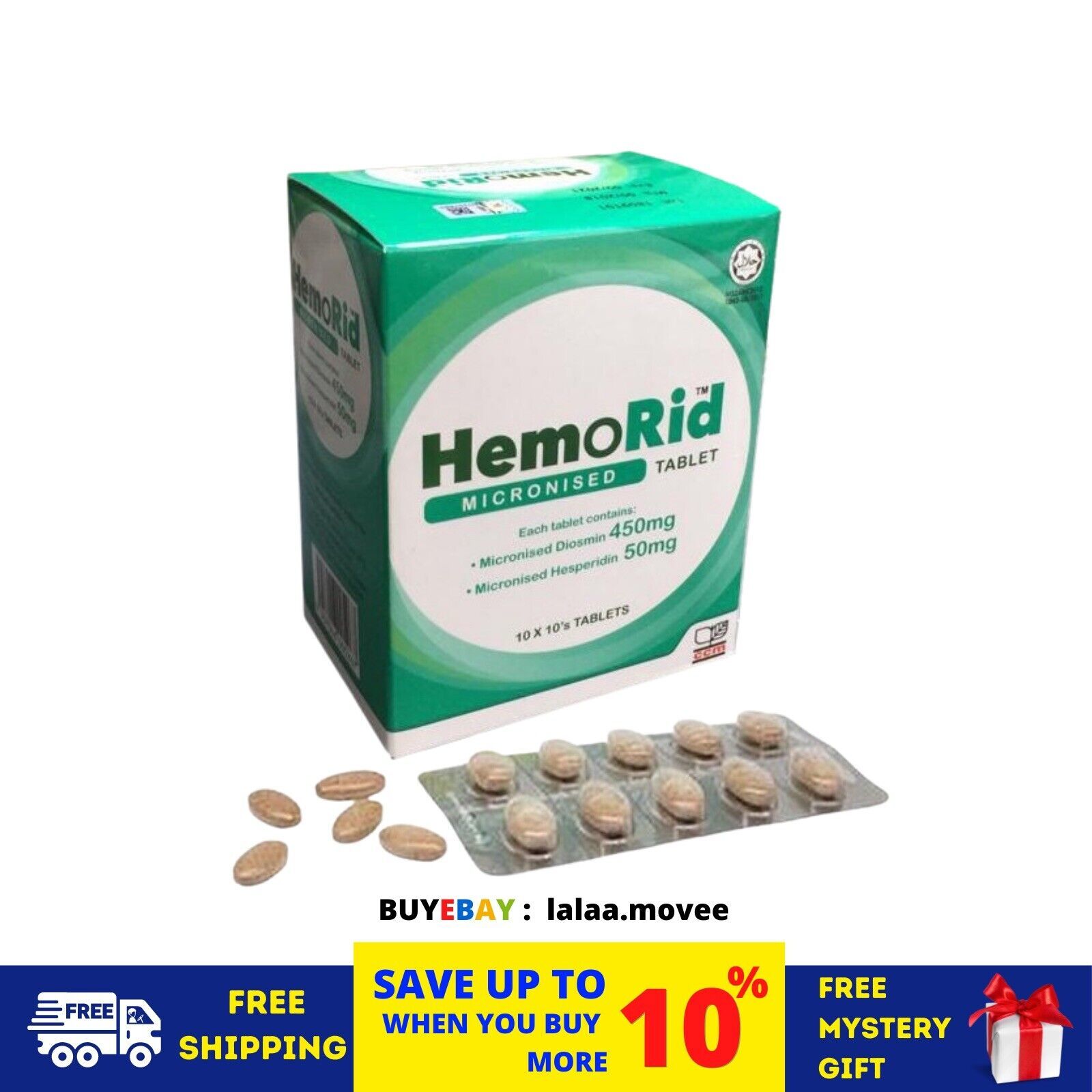 HEMORID Micronized Tablet 100 Tablets Treatment of Hemorrhoids/Piles