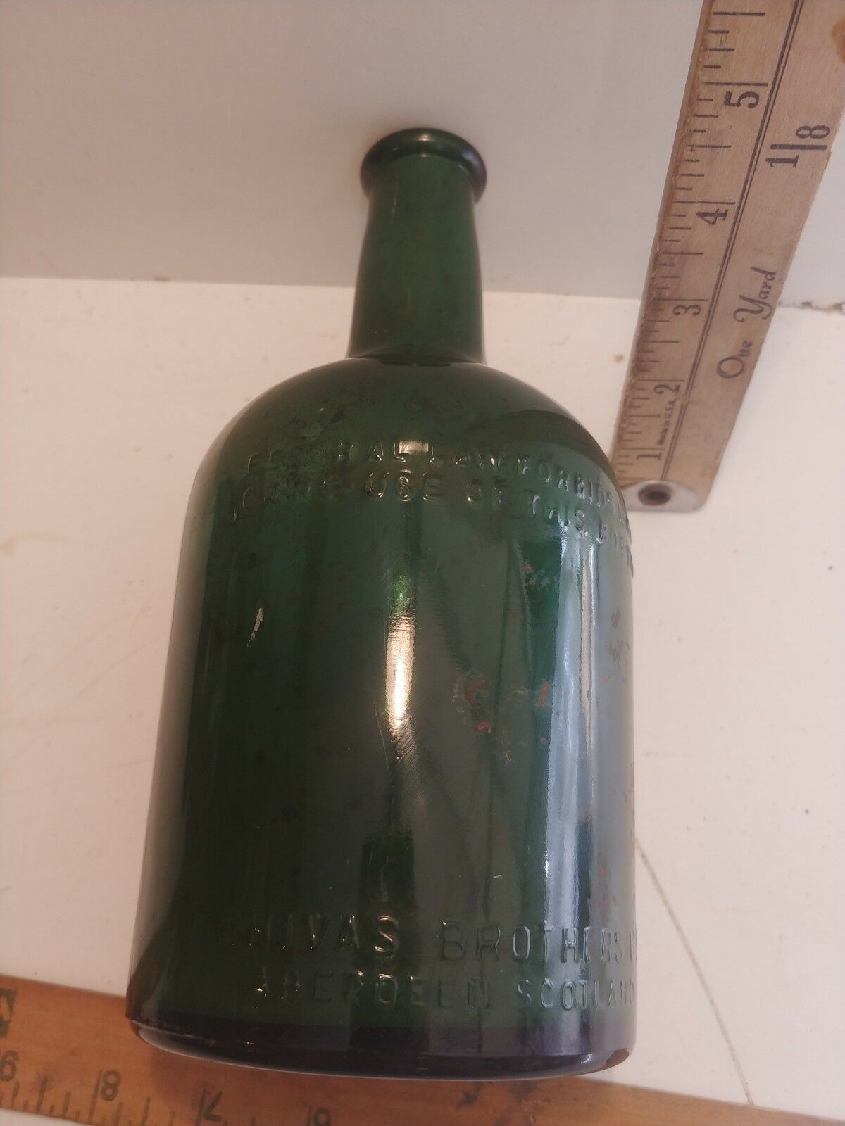 Old vtg CHIVAS BROTHERS Ltd. Aberdeen Scotland Green Glass WHISKEY