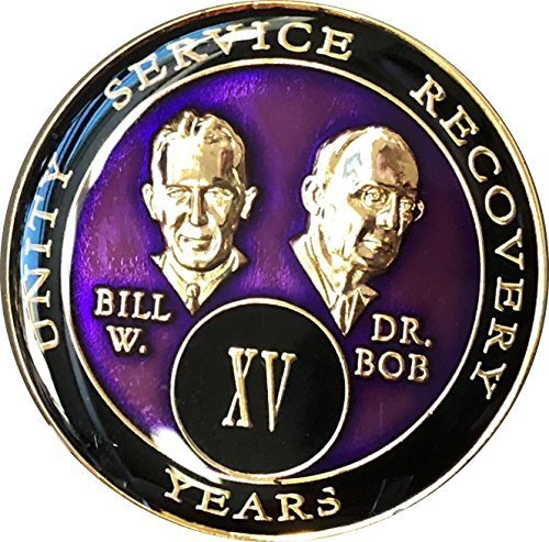 15 year AA Medallion Purple Tri-Plate Founders Bill & Bob Chip XV