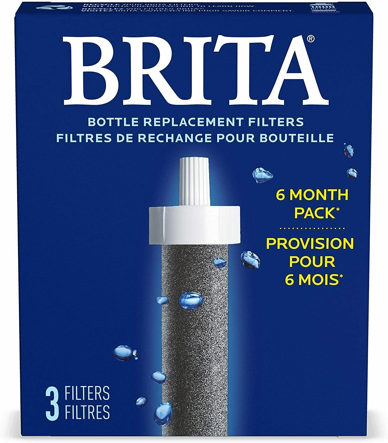 Brita Water Bottle Replacement Filters, 3ct BPA Free Portable Water
