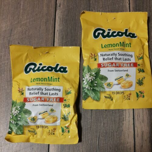 Primary image for SET OF 2- Ricola Throat Drops Sugar Free Lemon Mint Bag 19 Ea.  EXP: 2023