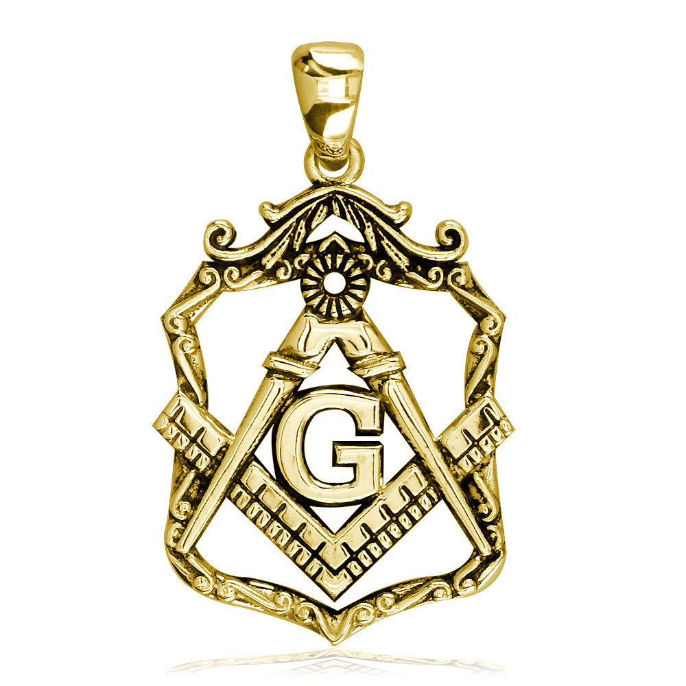 Large Open Masonic Initial G Charm in 14k Yellow Gold - Other