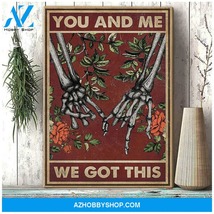 You And Me Hold Hand Together Skull Lovers Canvas Gift For Her For Him - $49.99