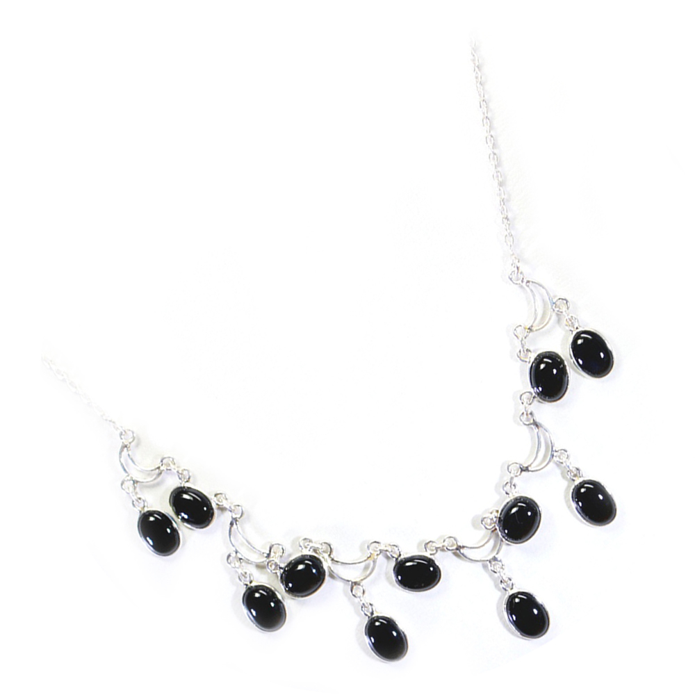 Real Black Onyx Choker Necklace Silver Oval Shape Handmade Jewelry ...