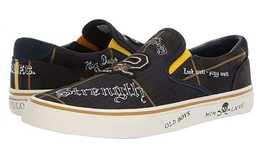 Ralph Lauren Thompson III Rugby Tiger Patch Script Canvas Slip-On Shoes Men's - $68.99