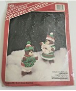 Christmas Wreath Bears Ornaments Crochet Kit Banar Designs New Vintage S... - $18.69