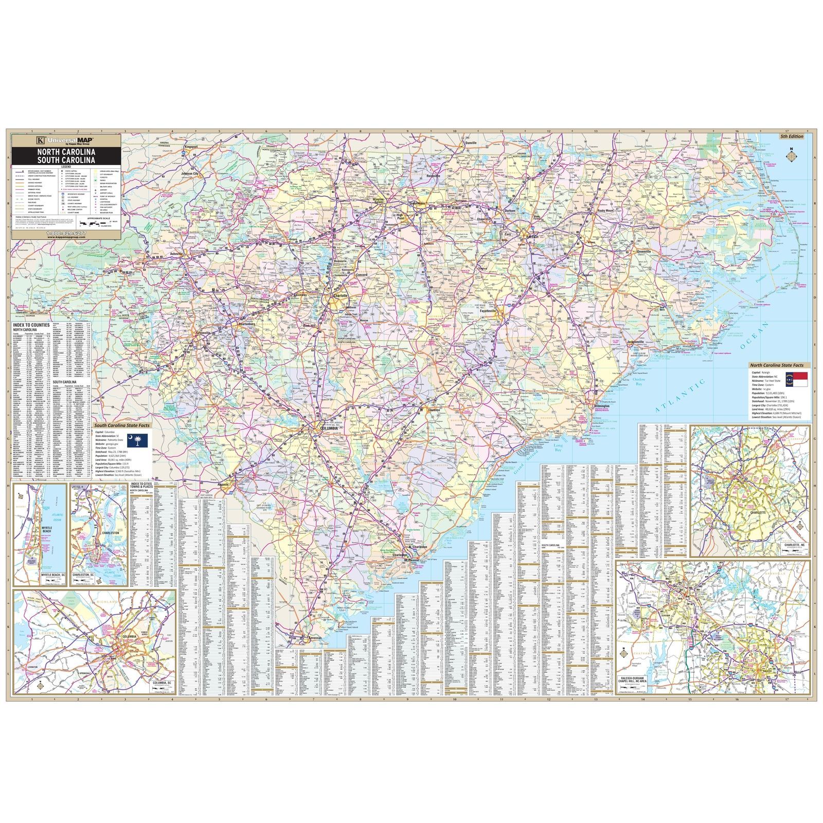 North & South Carolina State Wall Map - Mixed Lots