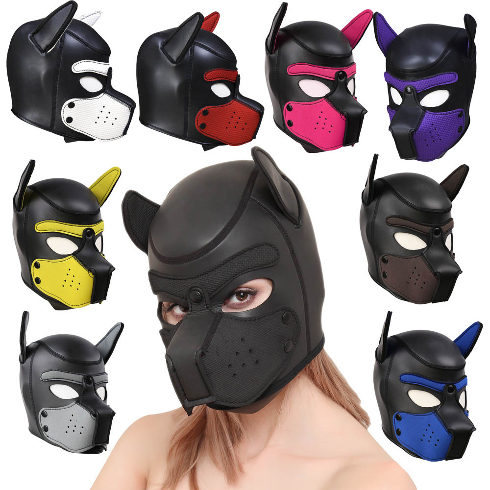 Sexy Cosplay Role Play Dog Full Head Mask Soft Padded Rubber Puppy play Mask