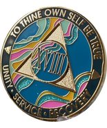 18 Year AA Medallion Elegant Marble Tahiti Teal Blue and Pink Gold Plate... - $16.82
