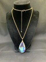 New AVON Glimmering Colors Faceted Teardrop Pendant With Gold Tone Chain (1660) - $10.00