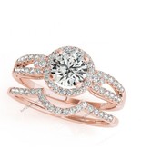 Ladies 14K Rose Gold Over Round Diamond Engagement Wedding Bridal Band R... - $128.18