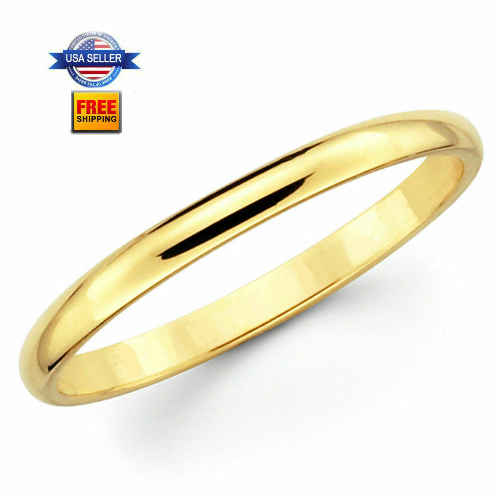 Thin Yellow Gold Plated Stainless steel 2mm Wedding Band Ring Size 4-12