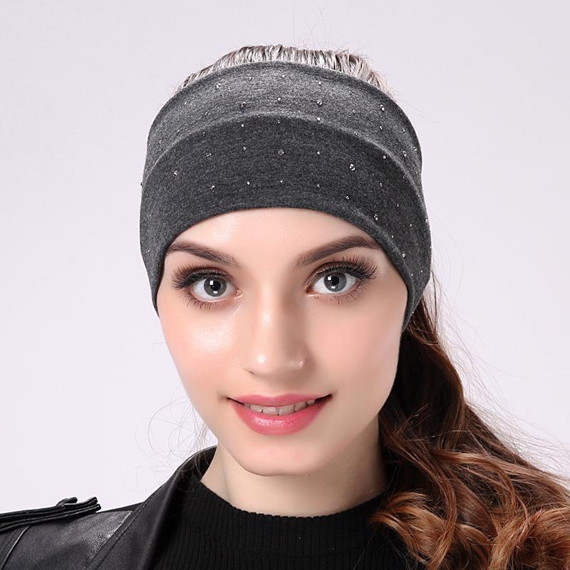 Rhinestone Headband Fashion Cotton Black Flat Head Bands For Girl ...