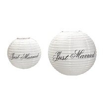 Just Married Paper Lanterns Pack of 6 Lantern Wedding Decorations - $14.75