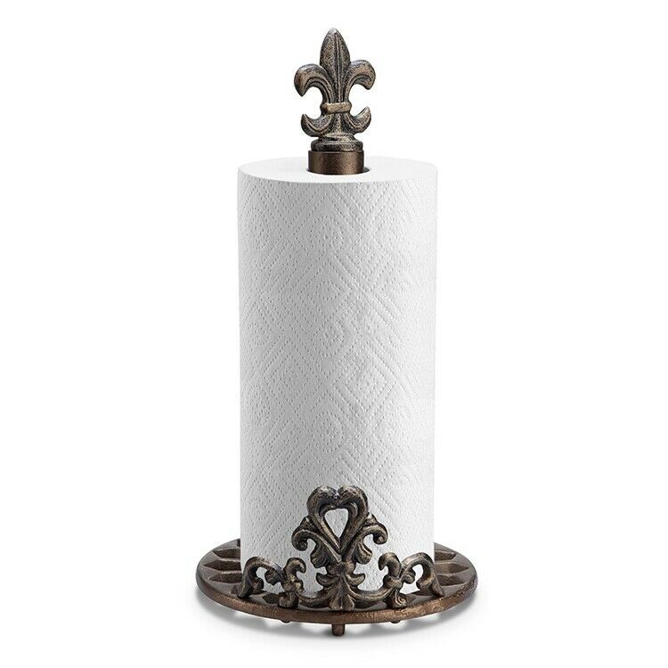 Cast Iron Fleur De Lis Paper Towel Holder 15.5''H Paper Towel Holders