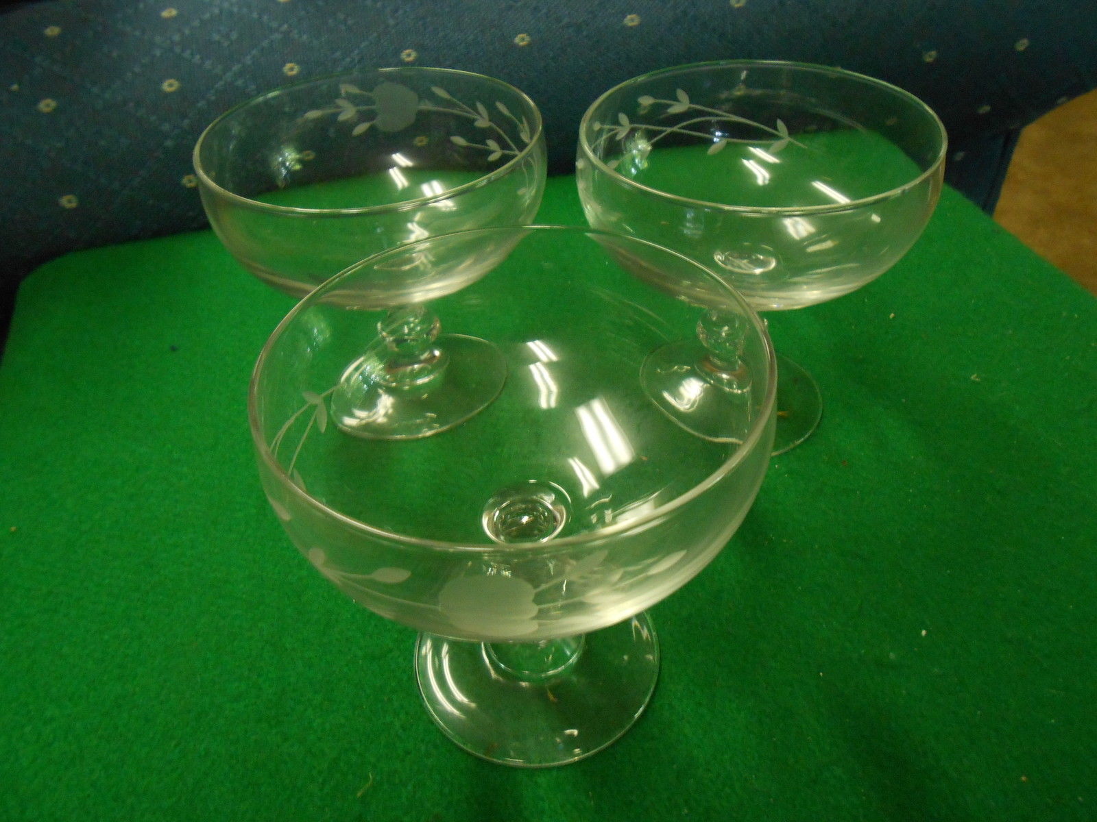 Beautiful Set of 3 PRINCESS HOUSE Etched Sherbet Glasses.......SALE