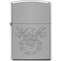 Zippo Lighter - Skull With Wrenches Brushed Chrome - 853942 - $26.69