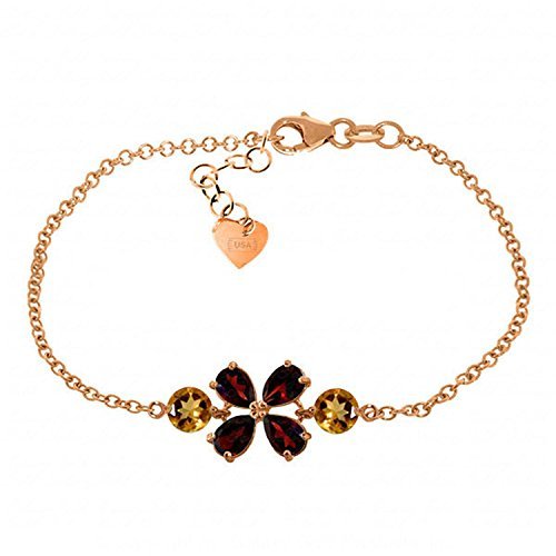 Galaxy Gold GG Garnet Flower Bracelet with Citrine Accents in 14k Rose Gold