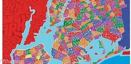 New York 5 Boroughs Map Postert Framed Print 25 x 30 - Art Prints