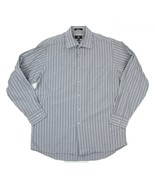 Calvin Klein CK Mens Gray Striped 100% Cotton Dress Shirt Size L 16.5 34/35 - $19.79