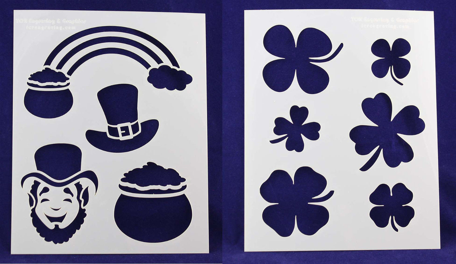 St. Patrick's Day Stencils- 2 Pc Set- 8 x 10 -14 mil Mylar Painting/Crafts - Quilt Templates ...