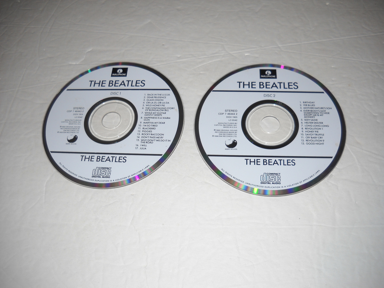 The Beatles White Album (CDP 7 46443 2) On Audio CD - 2 Discs - Capitol ...