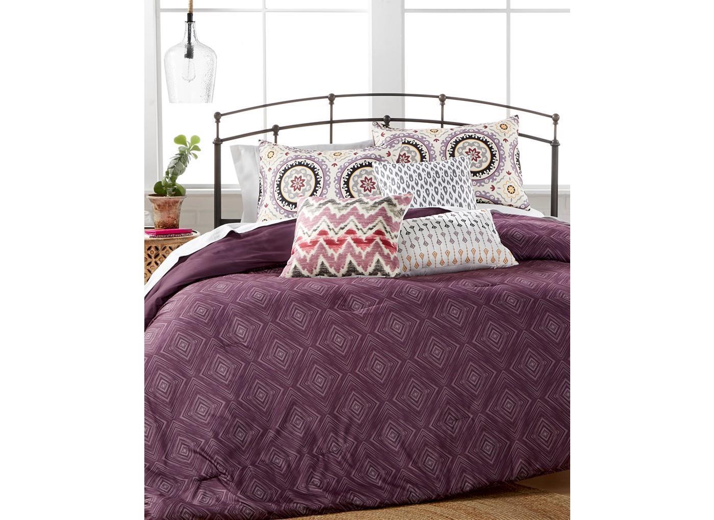 New Pem America 6 pc Bedding Comforter Set Queen Size Purple Kingston