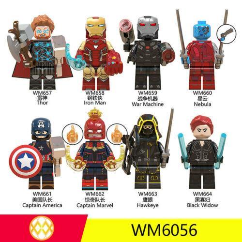 8pcs/Set Avengers Black Widow Captain Marvel Iron Man Thor Nebula Minifigures